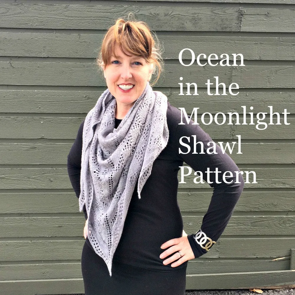Ocean in the Moonlight Shawl, Knitting Pattern for Lace Yarn