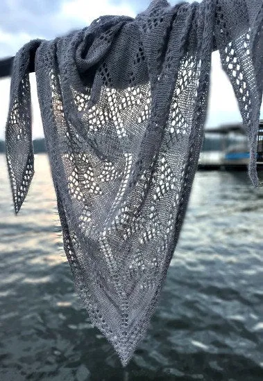 Ocean in the Moonlight Shawl, Knitting Pattern for Lace Yarn