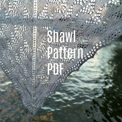 Ocean in the Moonlight Shawl, Knitting Pattern for Lace Yarn