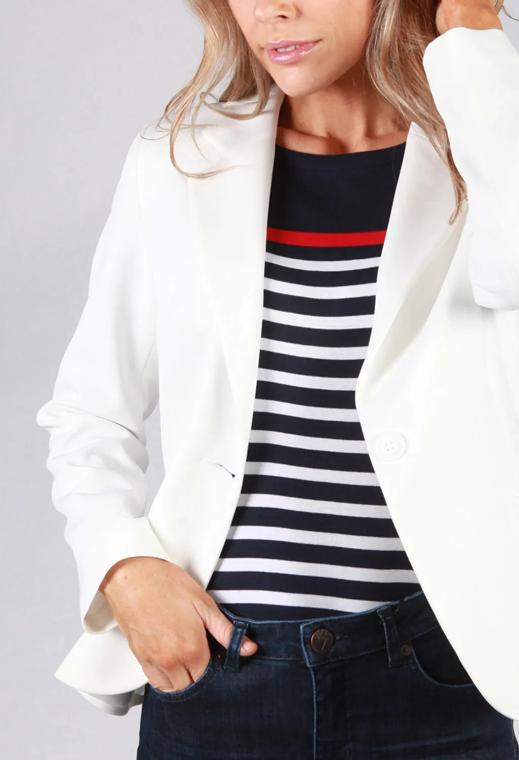 Off White Button Blazer