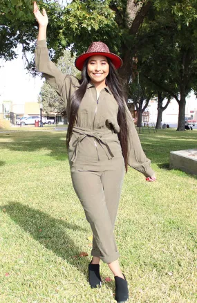 Olive Long Sleeve Jumpsuit