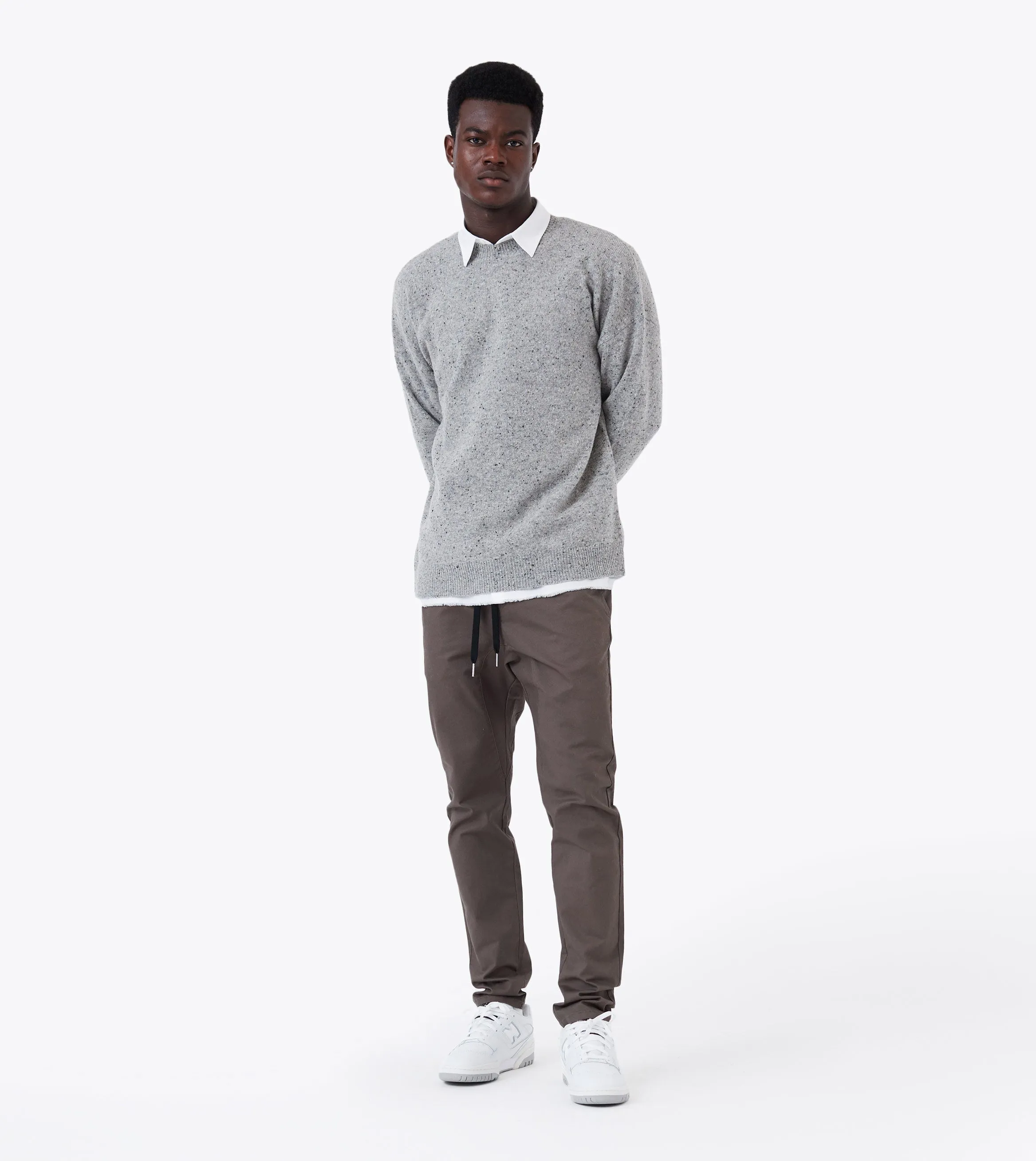 OS Crew Knit Grey Flec