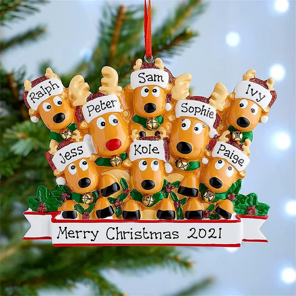 Personalised Family Christmas Xmas Tree Bauble Decoration Ornament Elk Deer Family Christmas Holiday Decorations