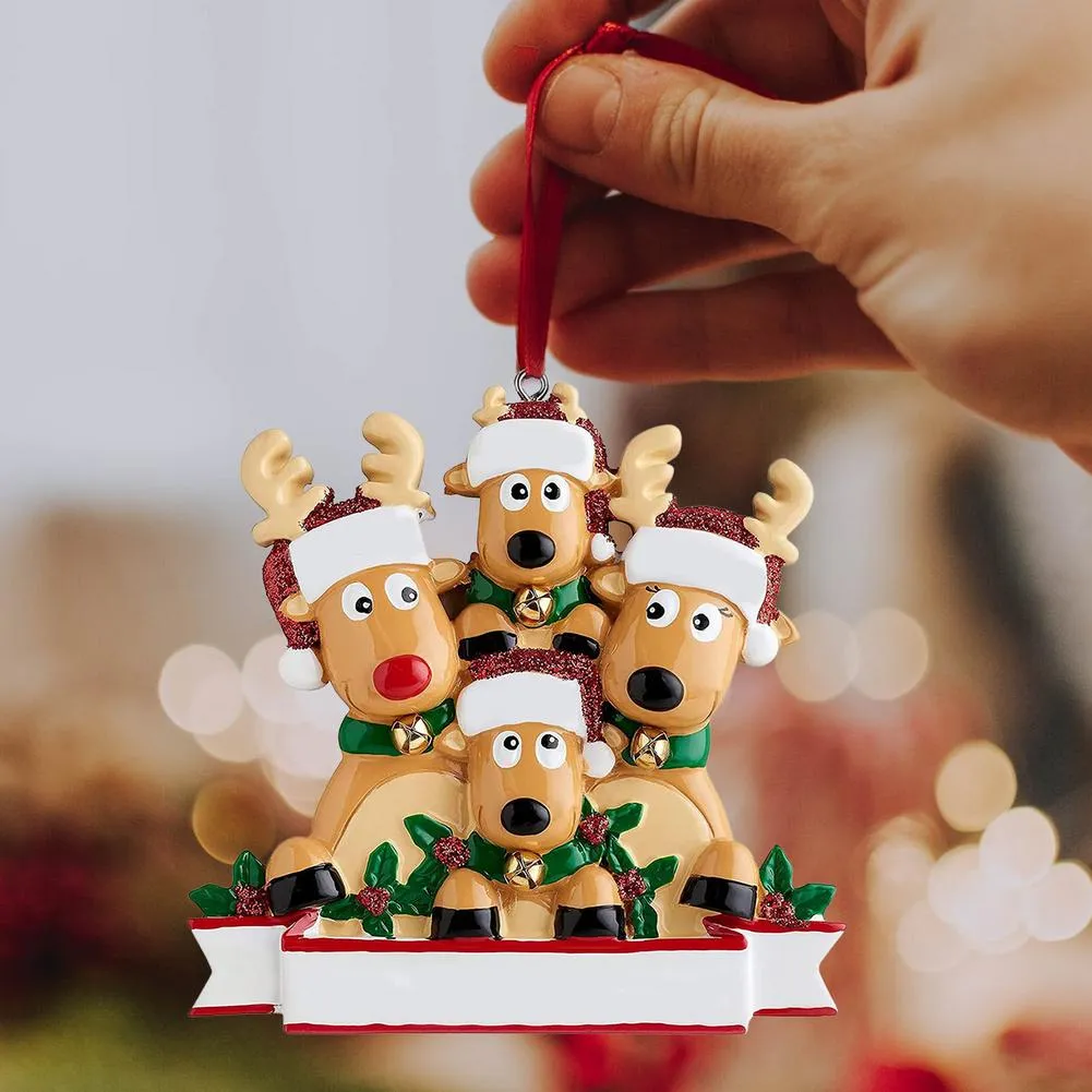 Personalised Family Christmas Xmas Tree Bauble Decoration Ornament Elk Deer Family Christmas Holiday Decorations