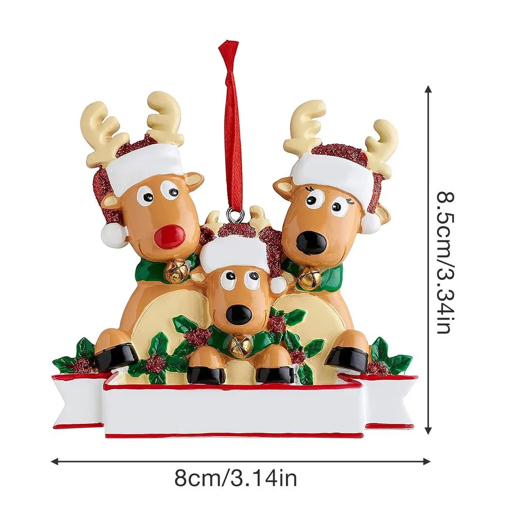 Personalised Family Christmas Xmas Tree Bauble Decoration Ornament Elk Deer Family Christmas Holiday Decorations