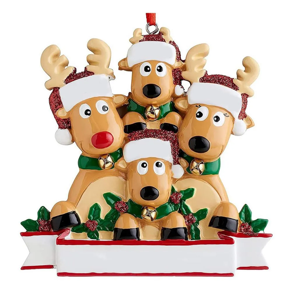 Personalised Family Christmas Xmas Tree Bauble Decoration Ornament Elk Deer Family Christmas Holiday Decorations
