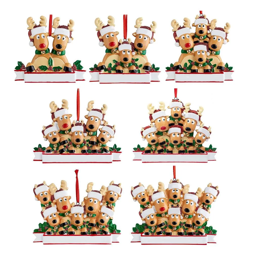 Personalised Family Christmas Xmas Tree Bauble Decoration Ornament Elk Deer Family Christmas Holiday Decorations