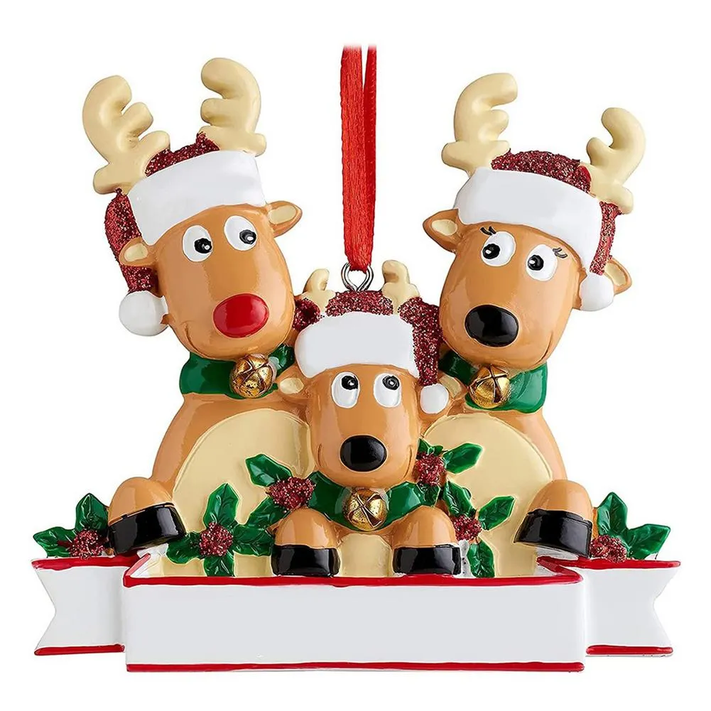 Personalised Family Christmas Xmas Tree Bauble Decoration Ornament Elk Deer Family Christmas Holiday Decorations