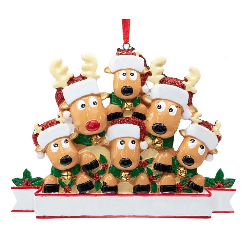 Personalised Family Christmas Xmas Tree Bauble Decoration Ornament Elk Deer Family Christmas Holiday Decorations
