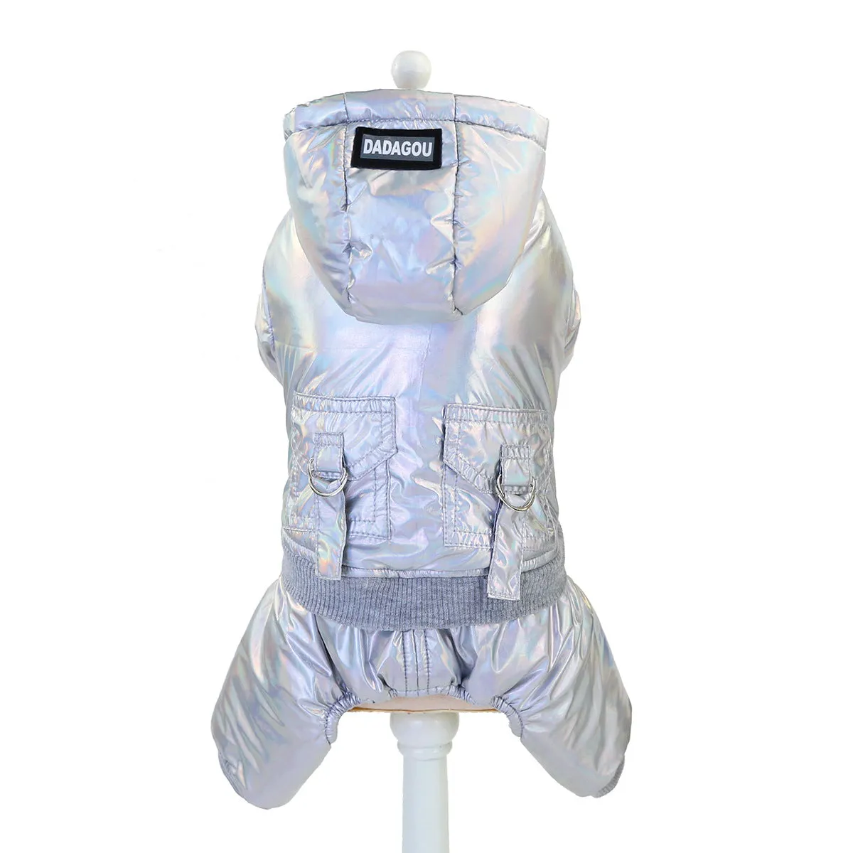 Pet / Dog / Cat Trendy Metallic Silver Parker Snowsuit