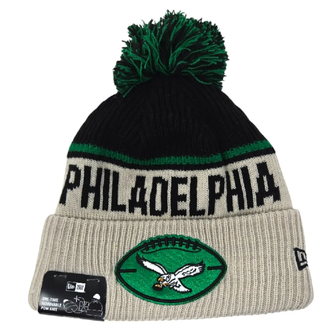 Philadelphia Eagles 2024 Historic Alternate Sideline Cuffed Knit With Pom Beanie