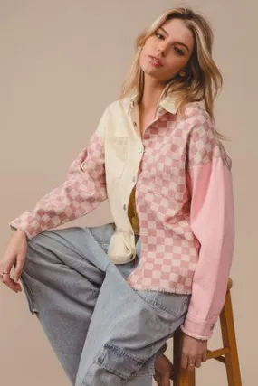 Pink/Cream Checker Shacket