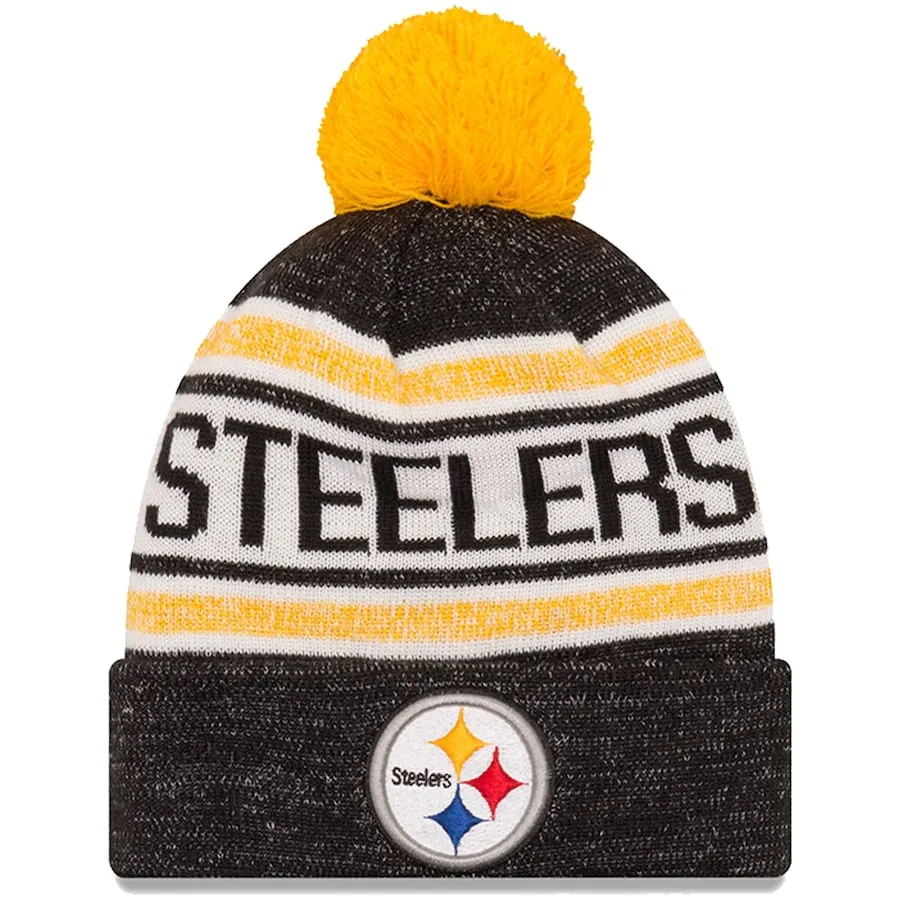 Pittsburgh Steelers New Era Youth Toasty Cover Pom Cuffed Knit Hat - Black
