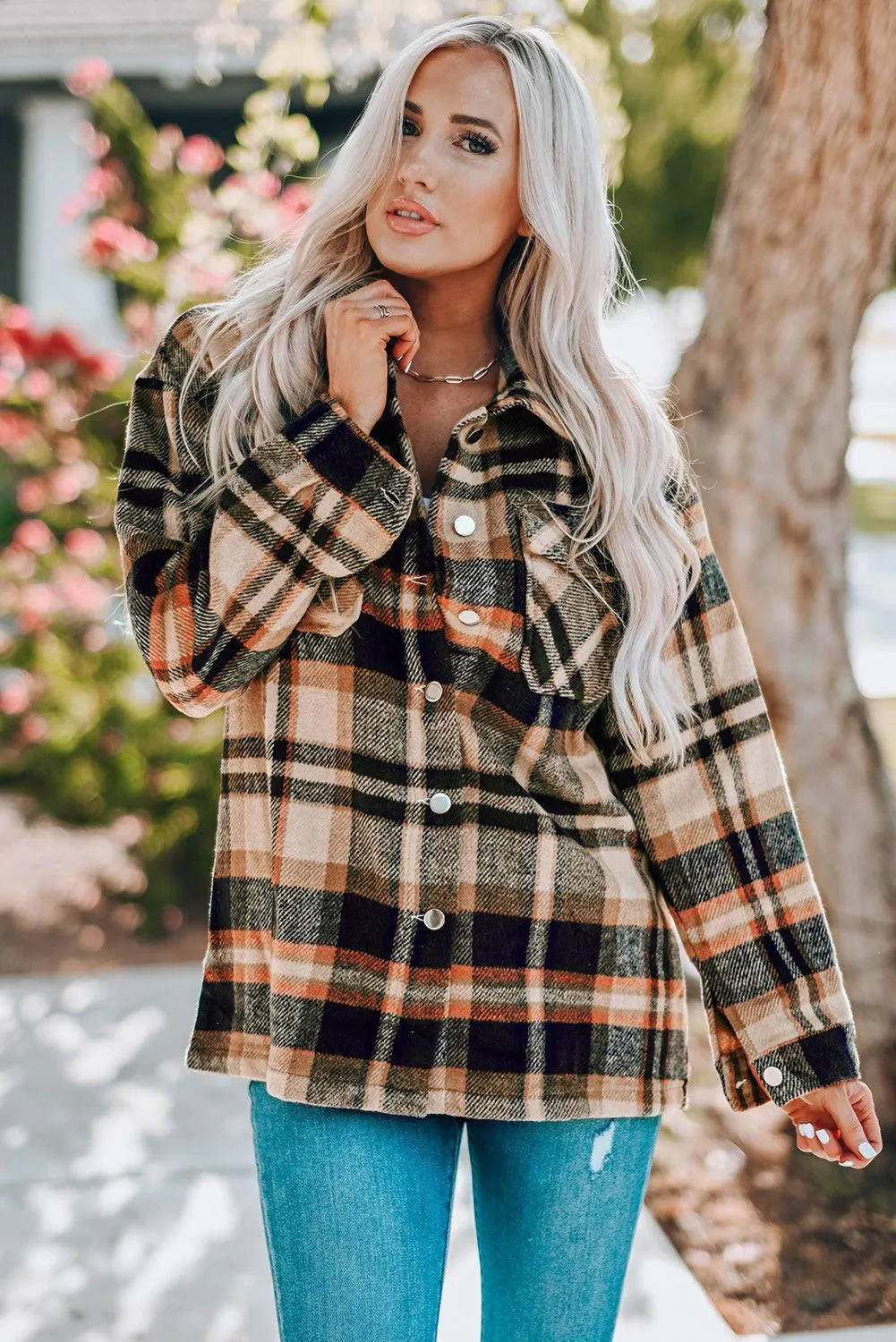 Plaid Shacket with Breast Pockets