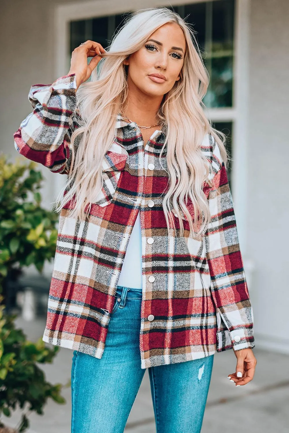 Plaid Shacket with Breast Pockets
