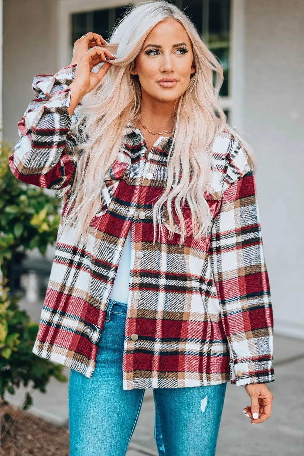 Plaid Shacket with Breast Pockets