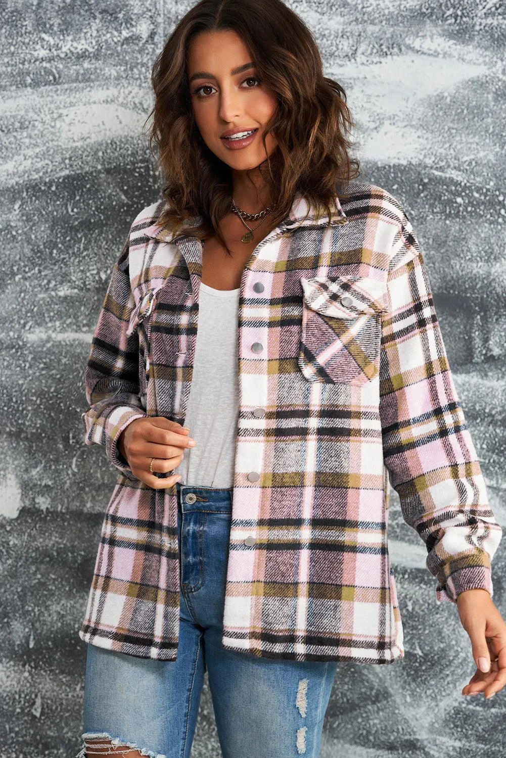 Plaid Shacket with Breast Pockets