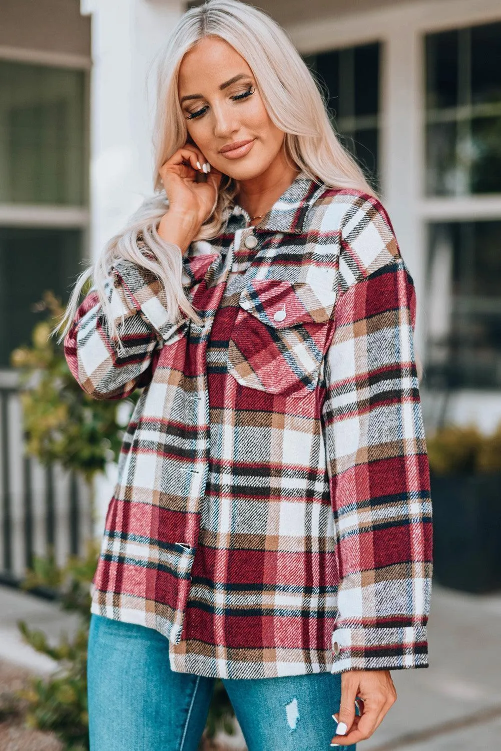 Plaid Shacket with Breast Pockets
