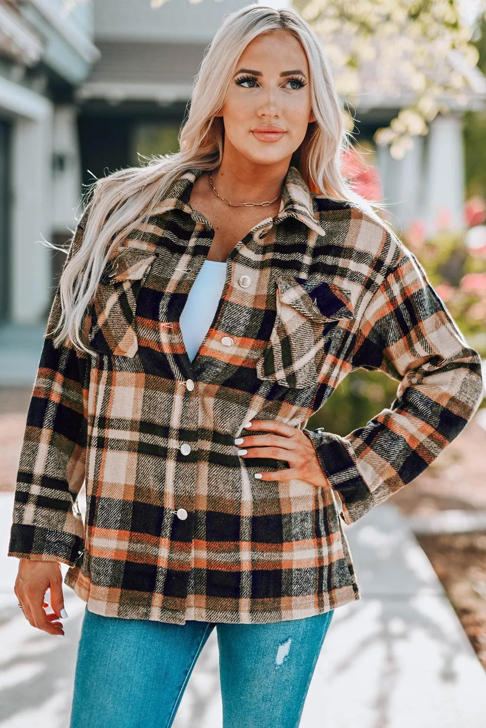 Plaid Shacket with Breast Pockets