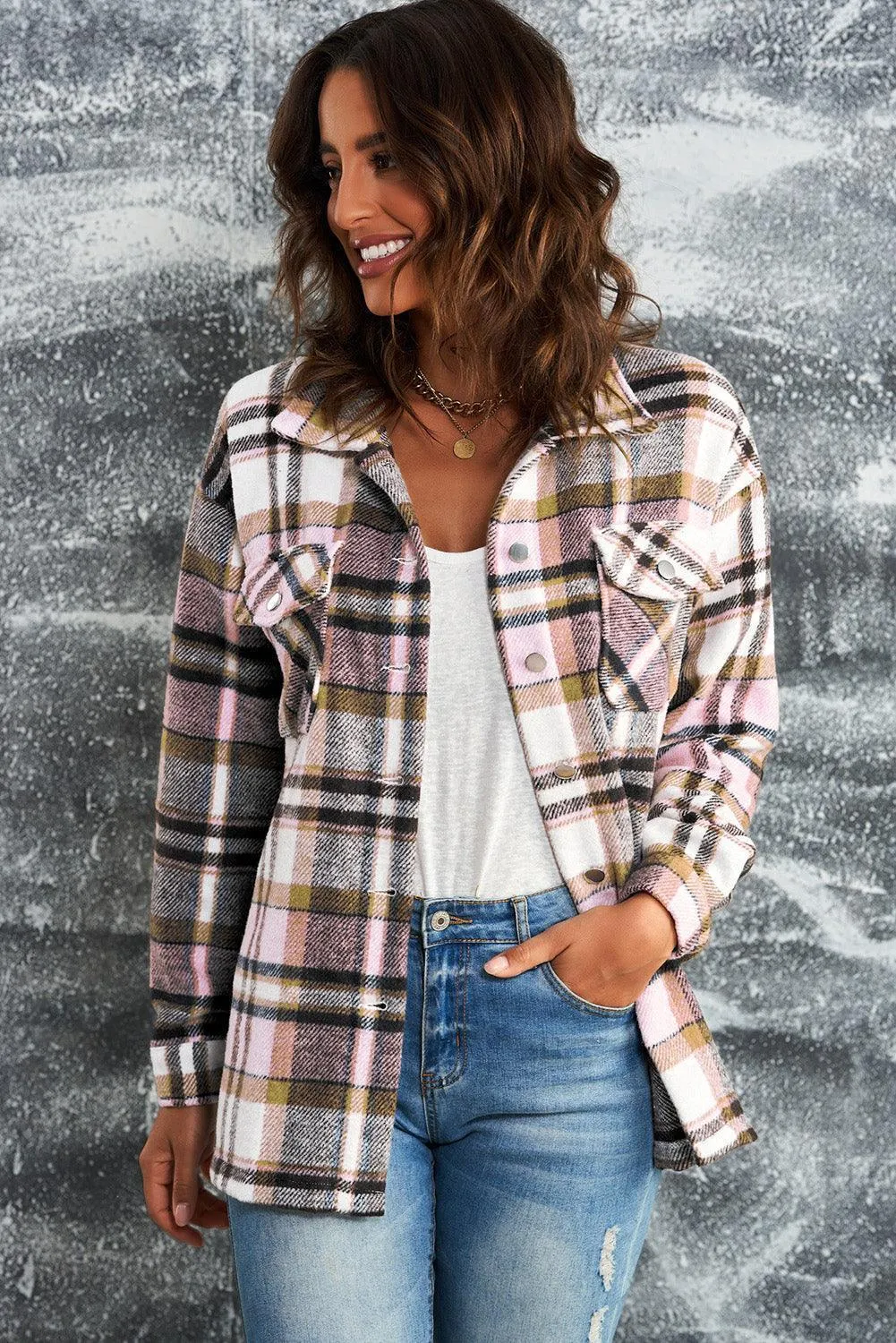 Plaid Shacket with Breast Pockets