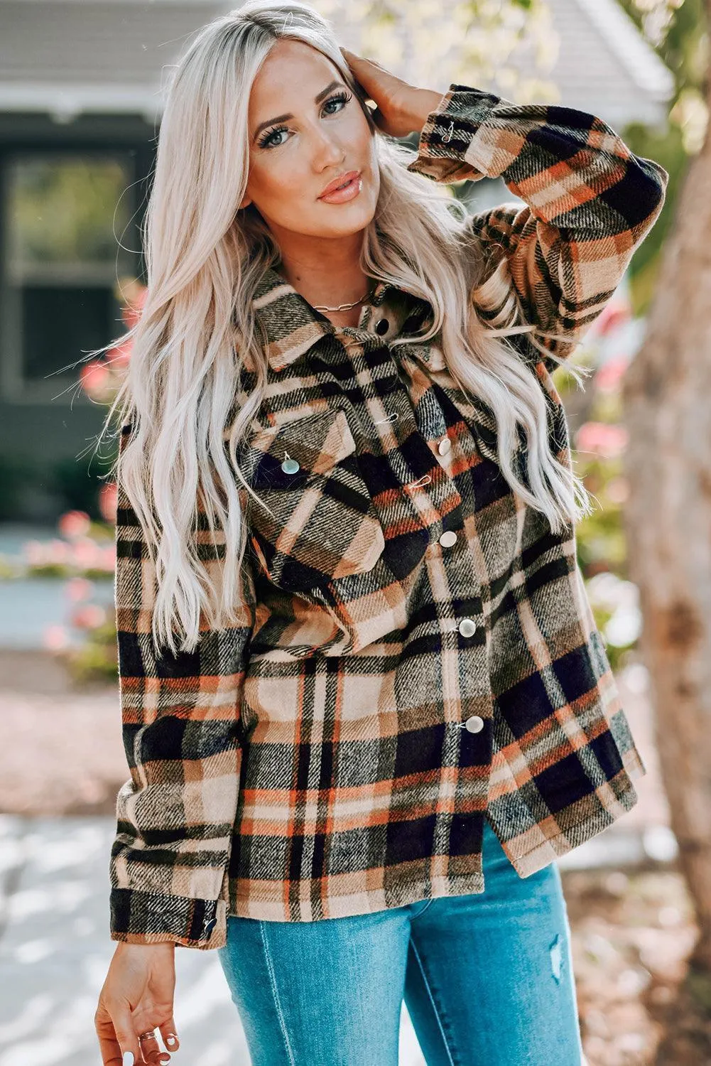 Plaid Shacket with Breast Pockets