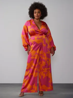 Plus Balloon Sleeve Wrap Jumpsuit