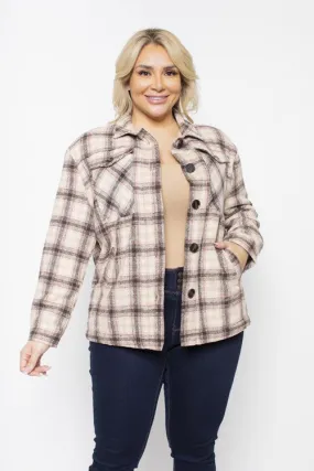 Plus Plaid Brown Shacket