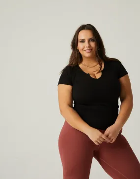 Plus Size V-Cut Ribbed Tee