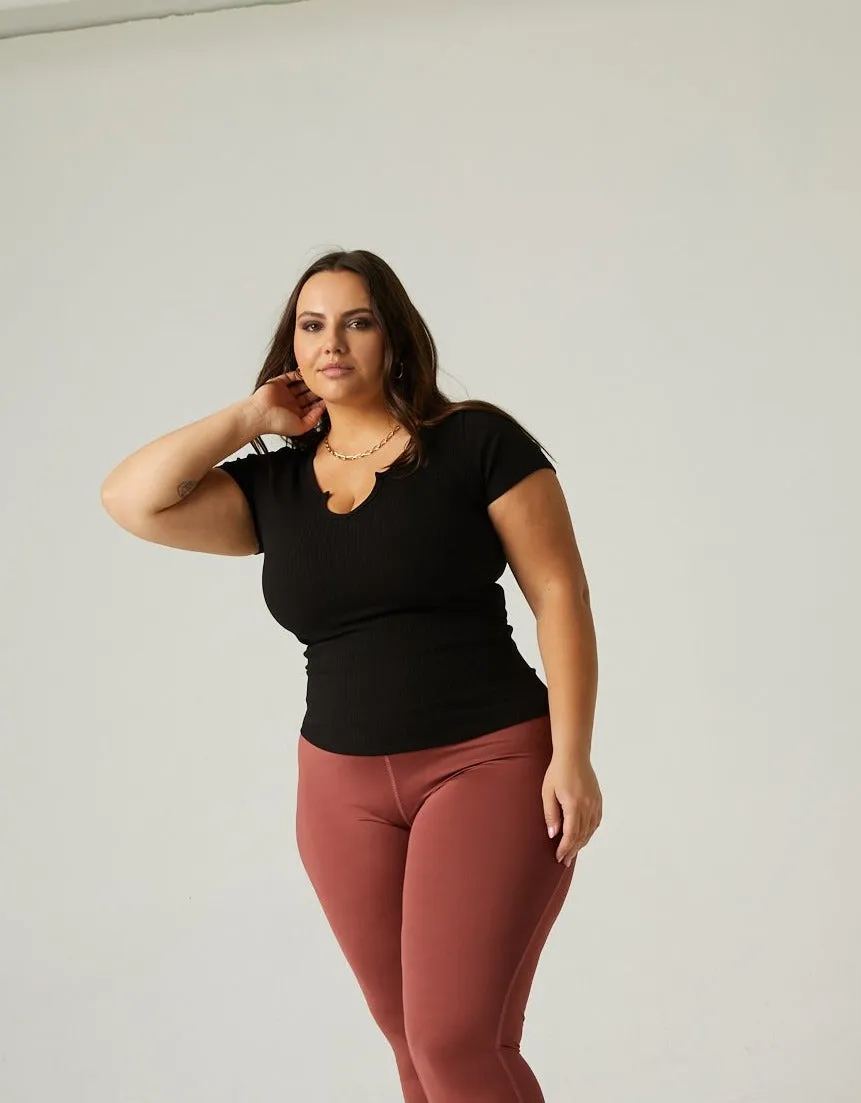 Plus Size V-Cut Ribbed Tee