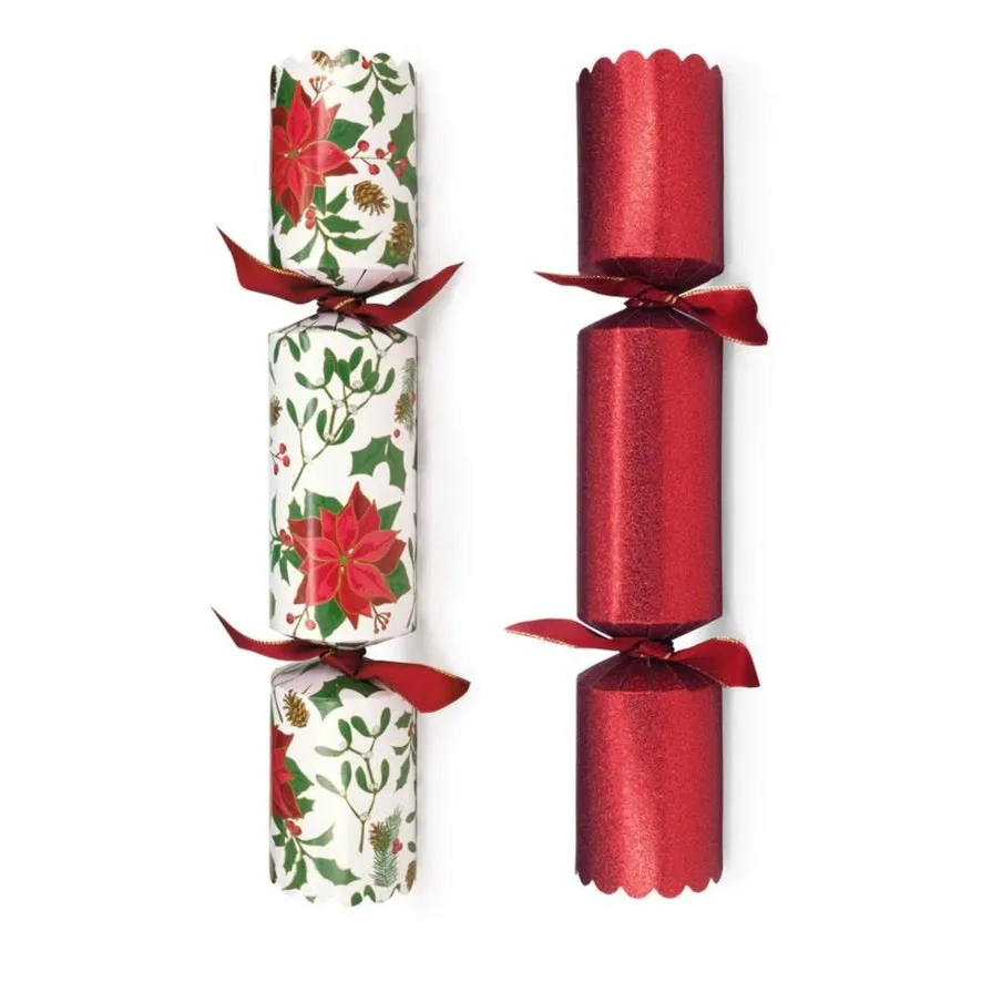 Poinsettia Sparkle Christmas Crackers