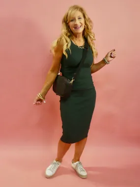 Priscilla Ribbed Knit Bodycon Dress in Olive