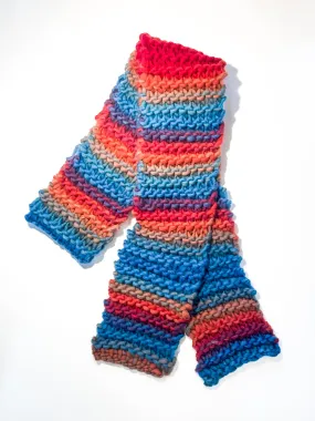 Red and blues Hand Knit Scarf