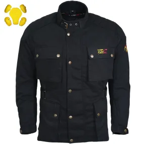RIDERACT® Men Waxed Cotton Jacket Zacota Motorcycle Jacket