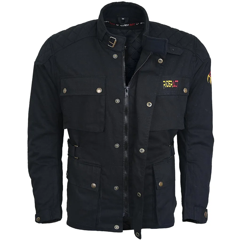 RIDERACT® Men Waxed Cotton Jacket Zacota Motorcycle Jacket