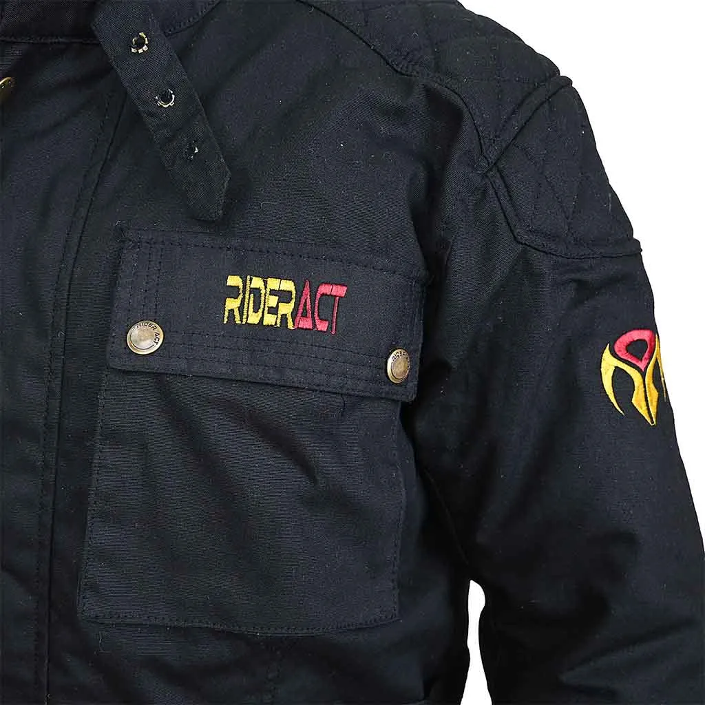 RIDERACT® Men Waxed Cotton Jacket Zacota Motorcycle Jacket