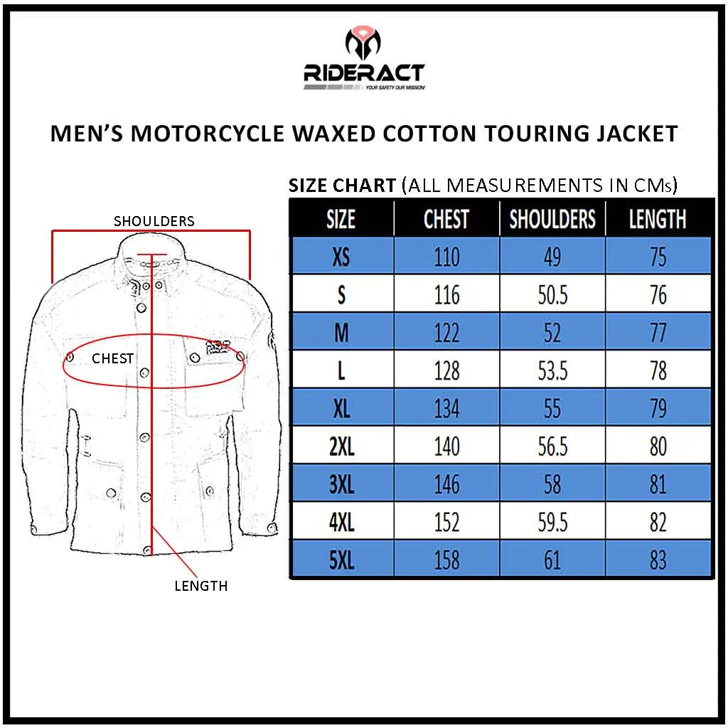 RIDERACT® Men Waxed Cotton Jacket Zacota Motorcycle Jacket