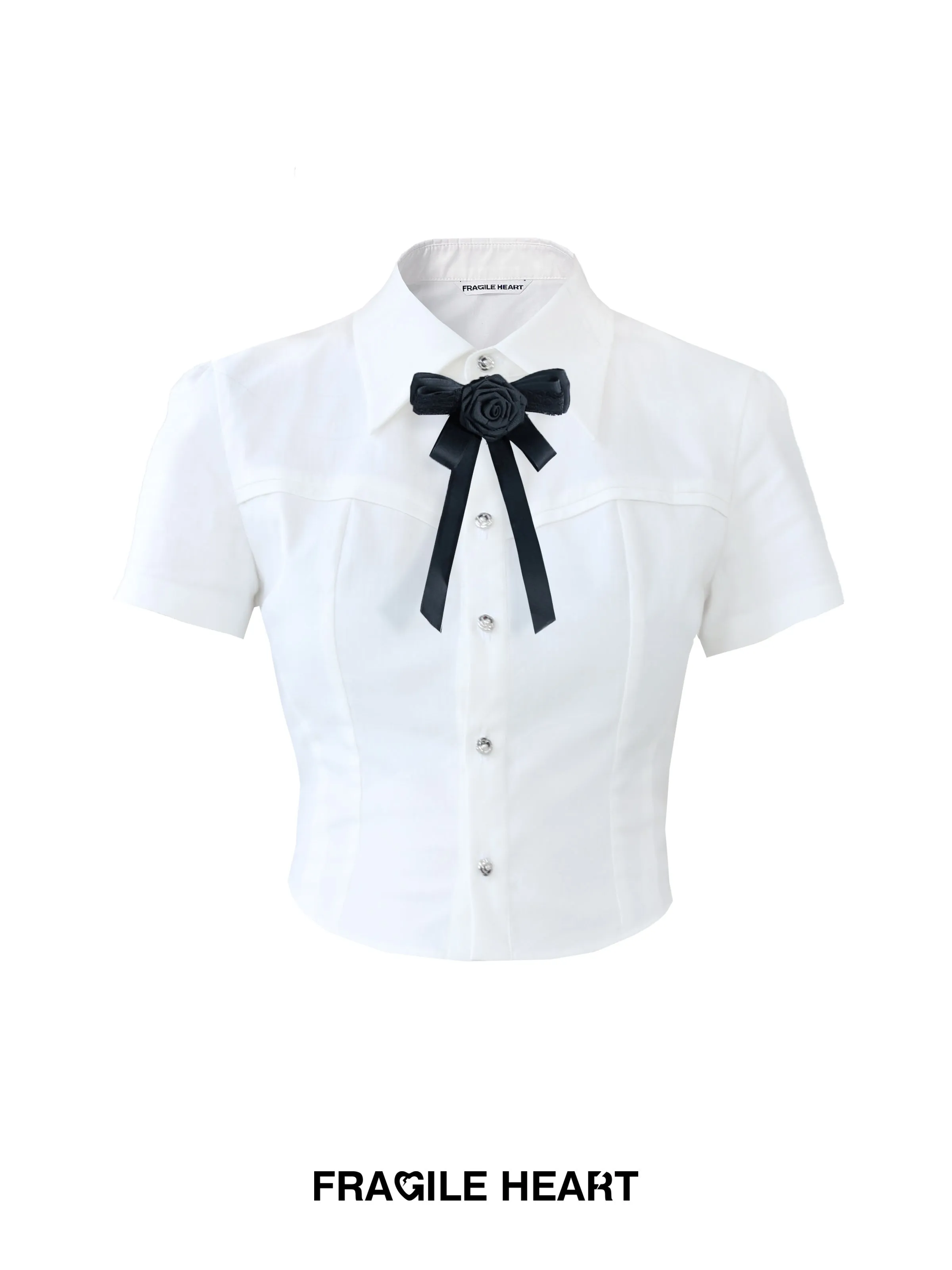 Rose Ribbon High-Waist Tight Chic Blouse&Short-Pants