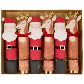Santa and Reindeer Crackers, Set of 6 Meri Meri Large-Sized Christmas Characters Crackers, Great for Christmas Stocking Stuffers!