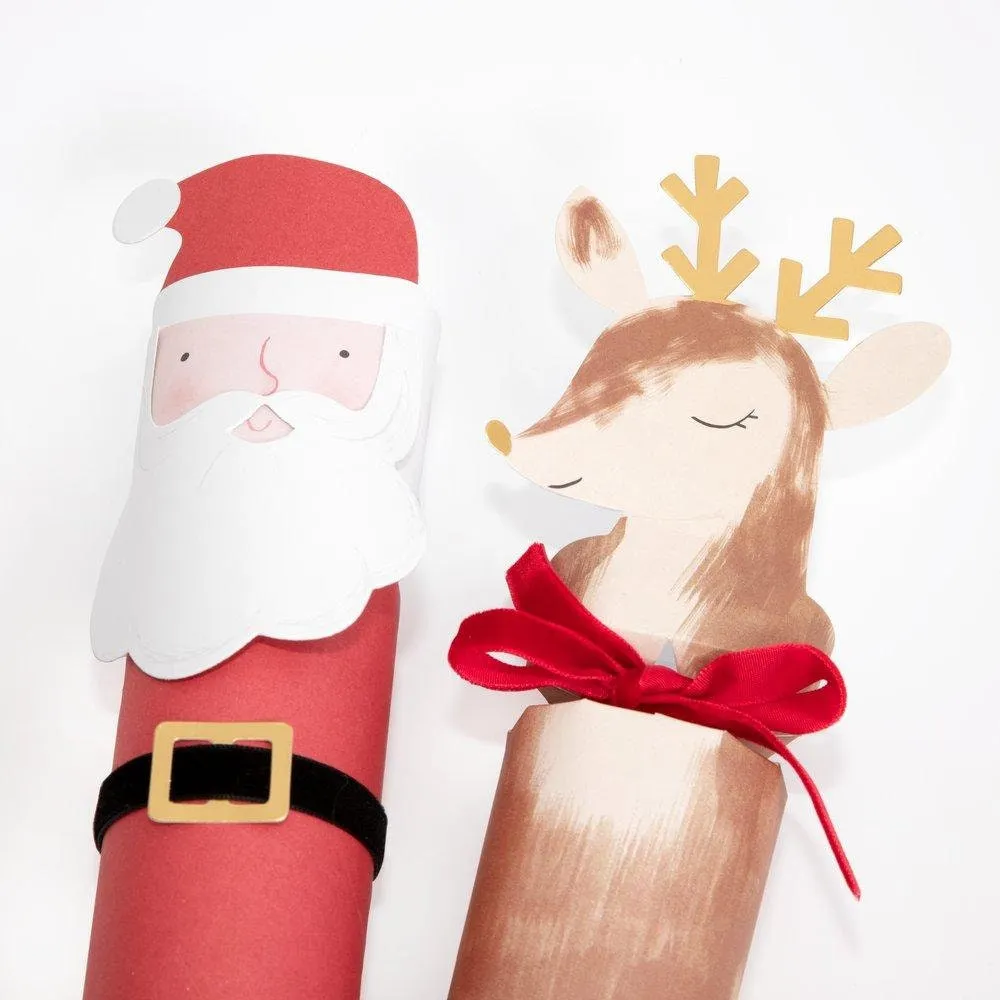 Santa and Reindeer Crackers, Set of 6 Meri Meri Large-Sized Christmas Characters Crackers, Great for Christmas Stocking Stuffers!