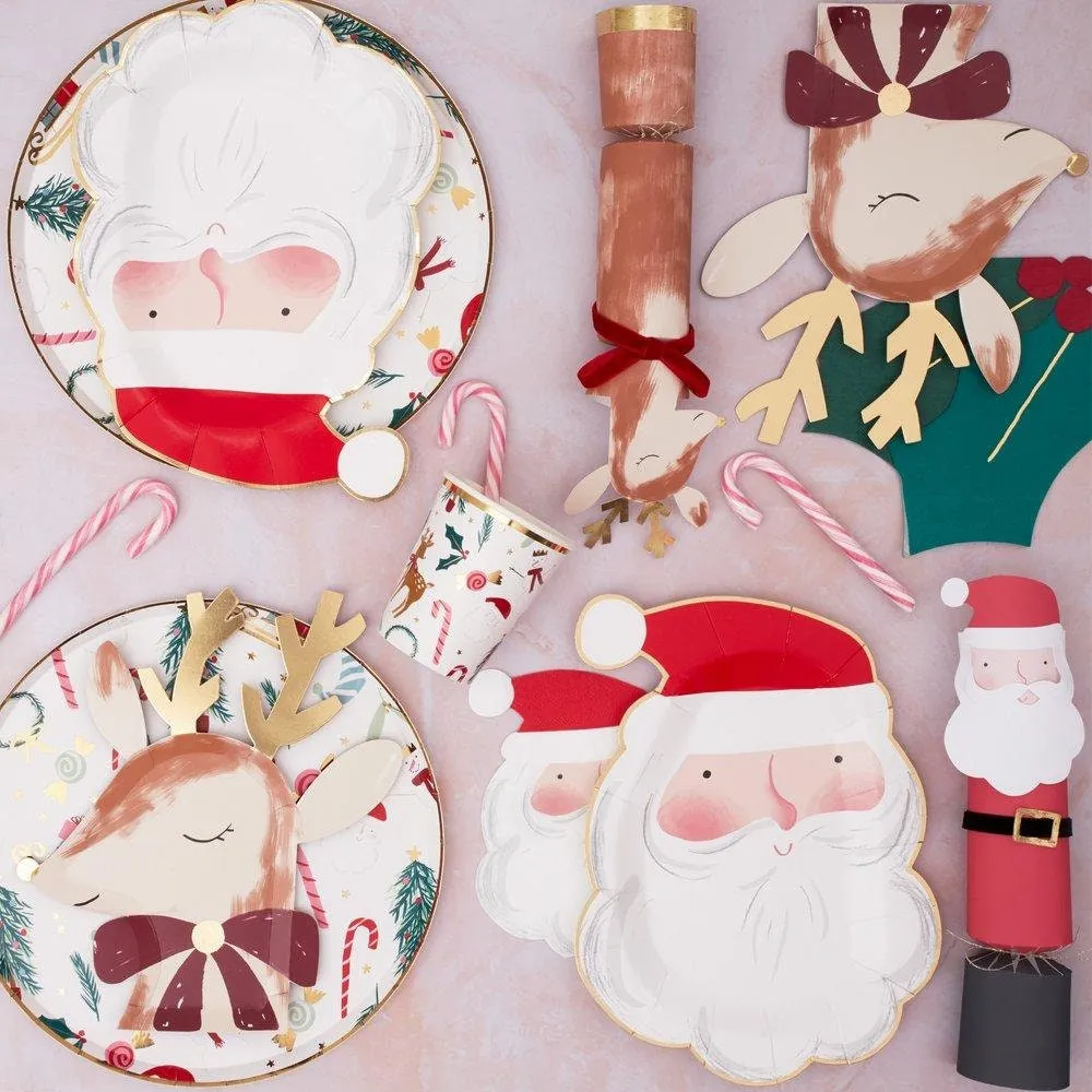Santa and Reindeer Crackers, Set of 6 Meri Meri Large-Sized Christmas Characters Crackers, Great for Christmas Stocking Stuffers!