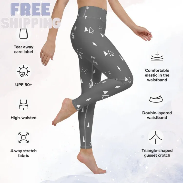 Scandinavian Forest Gray High Waist Leggings for Her
