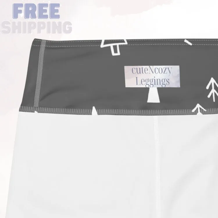 Scandinavian Forest Gray High Waist Leggings for Her