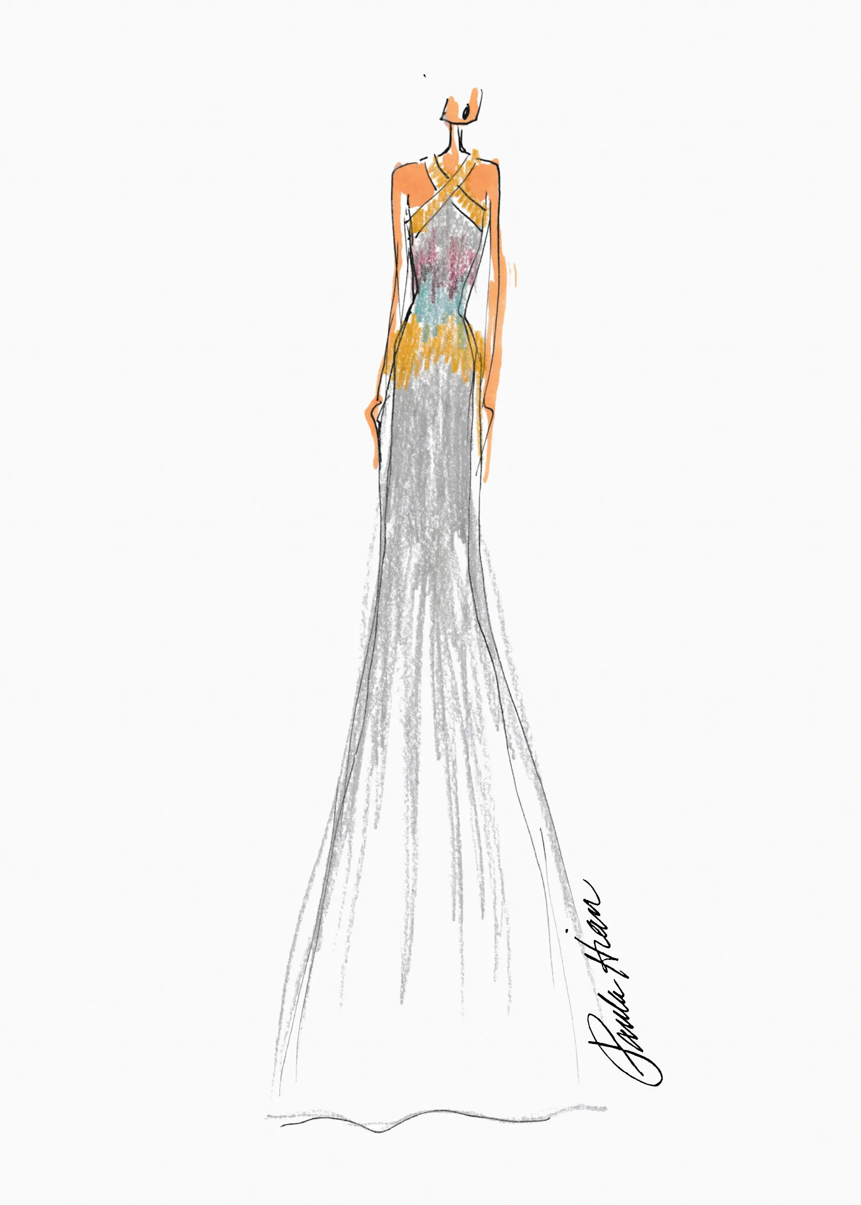 Seraphina – Metallic Knit Halter Gown with Ombré Design
