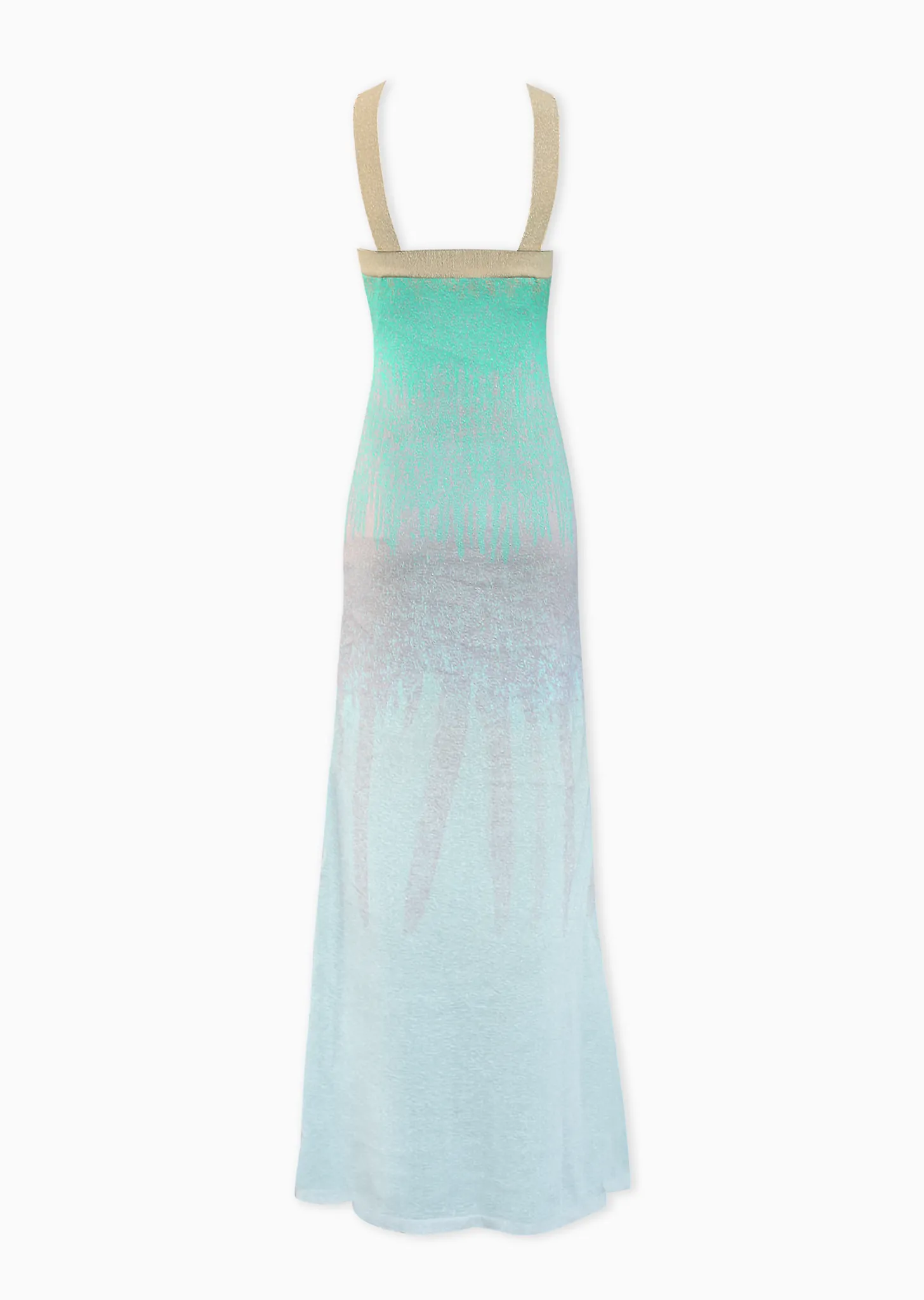 Seraphina – Metallic Knit Halter Gown with Ombré Design