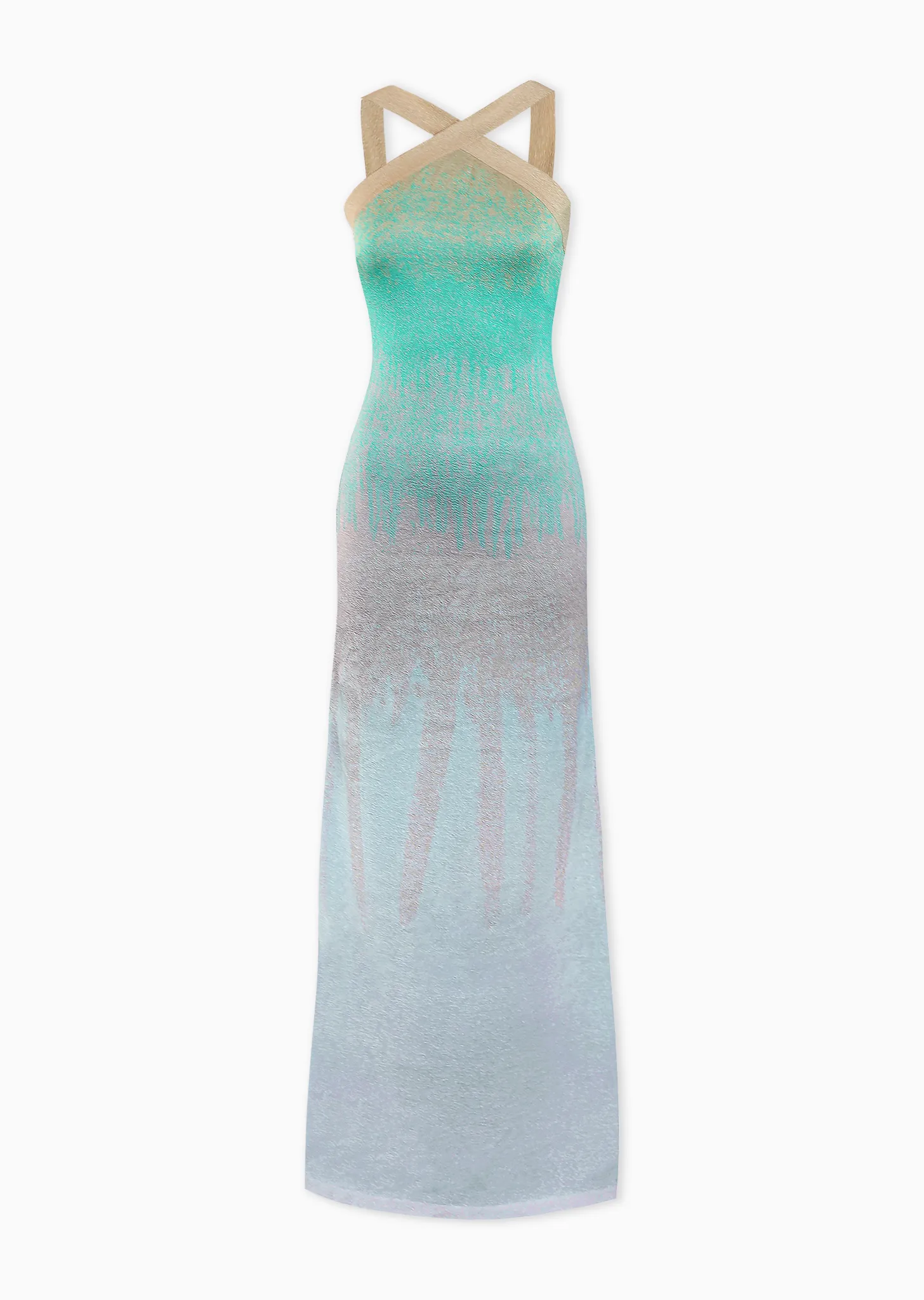 Seraphina – Metallic Knit Halter Gown with Ombré Design