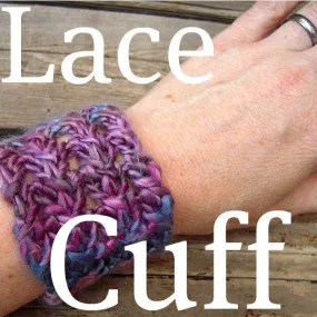 Shimmery Lace Cuff, Hairband, Knitting Pattern for DK Weight Handspun Yarn