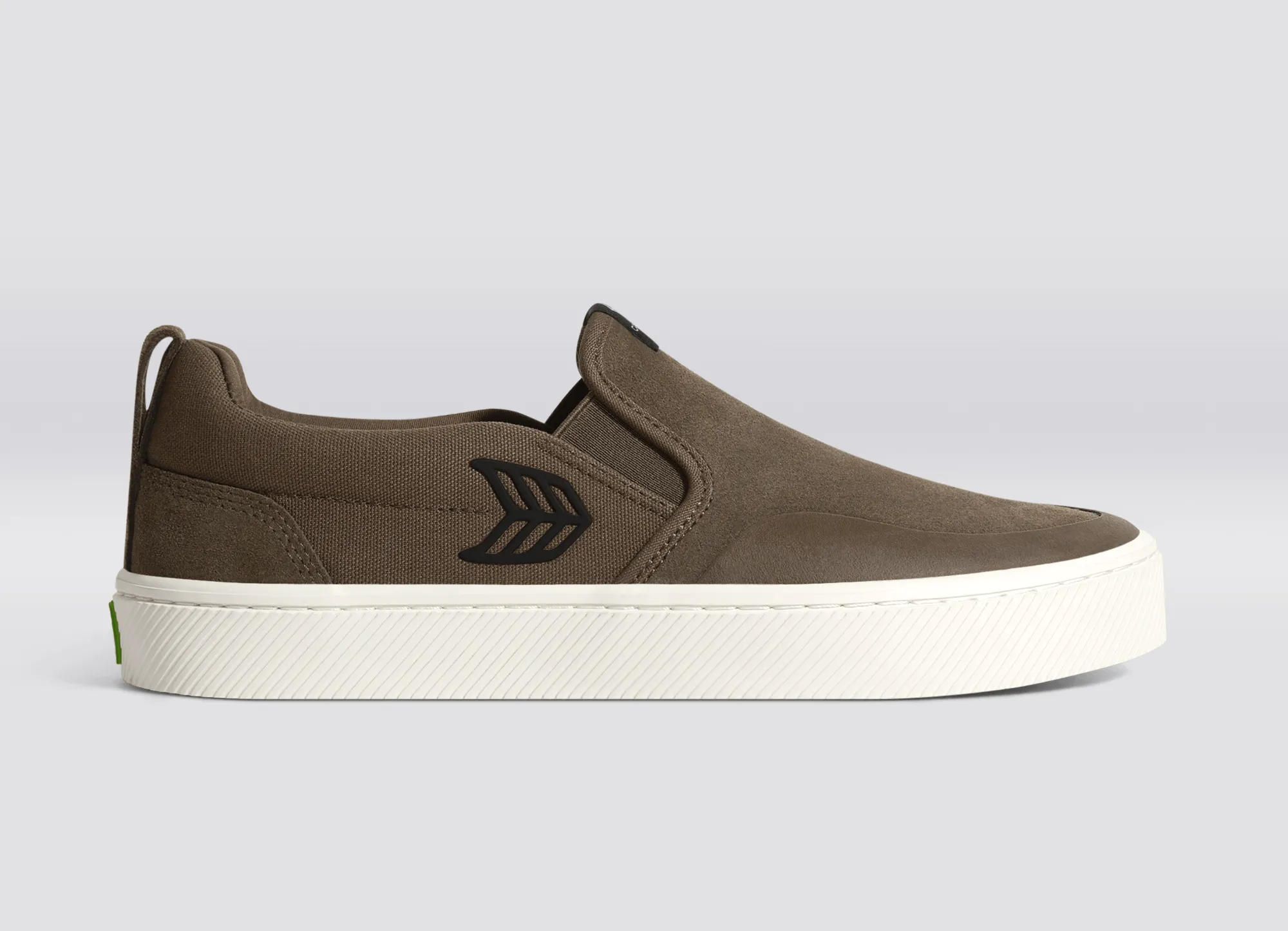 SLIP-ON PRO Dark Khaki Suede and Canvas Black Logo Sneaker Women