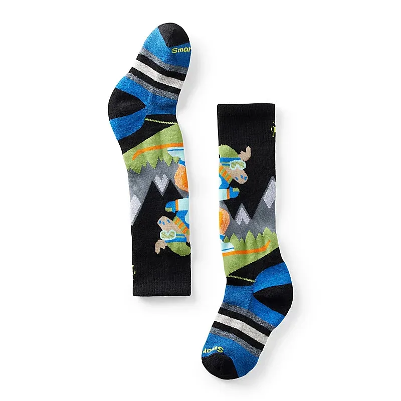 Smartwool Kid's Wintersport Full Cushion Mountain Moose Pattern Over the Calf Socks Color: Black