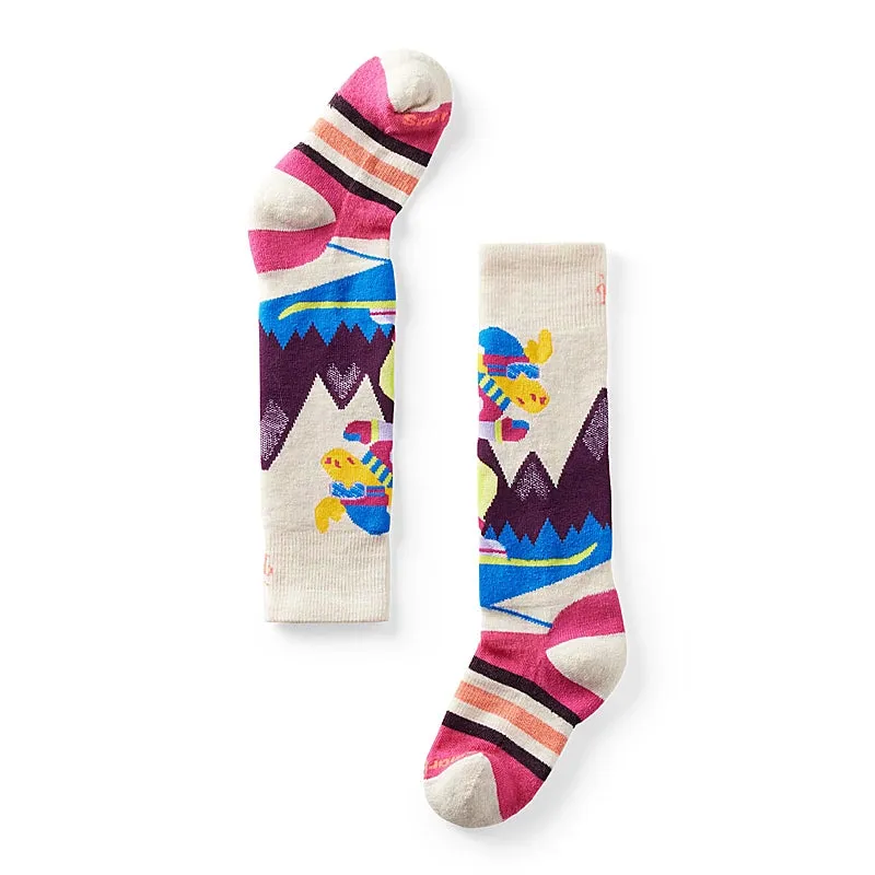 Smartwool Kid's Wintersport Full Cushion Mountain Moose Pattern Over the Calf Socks Color: Moonbeam