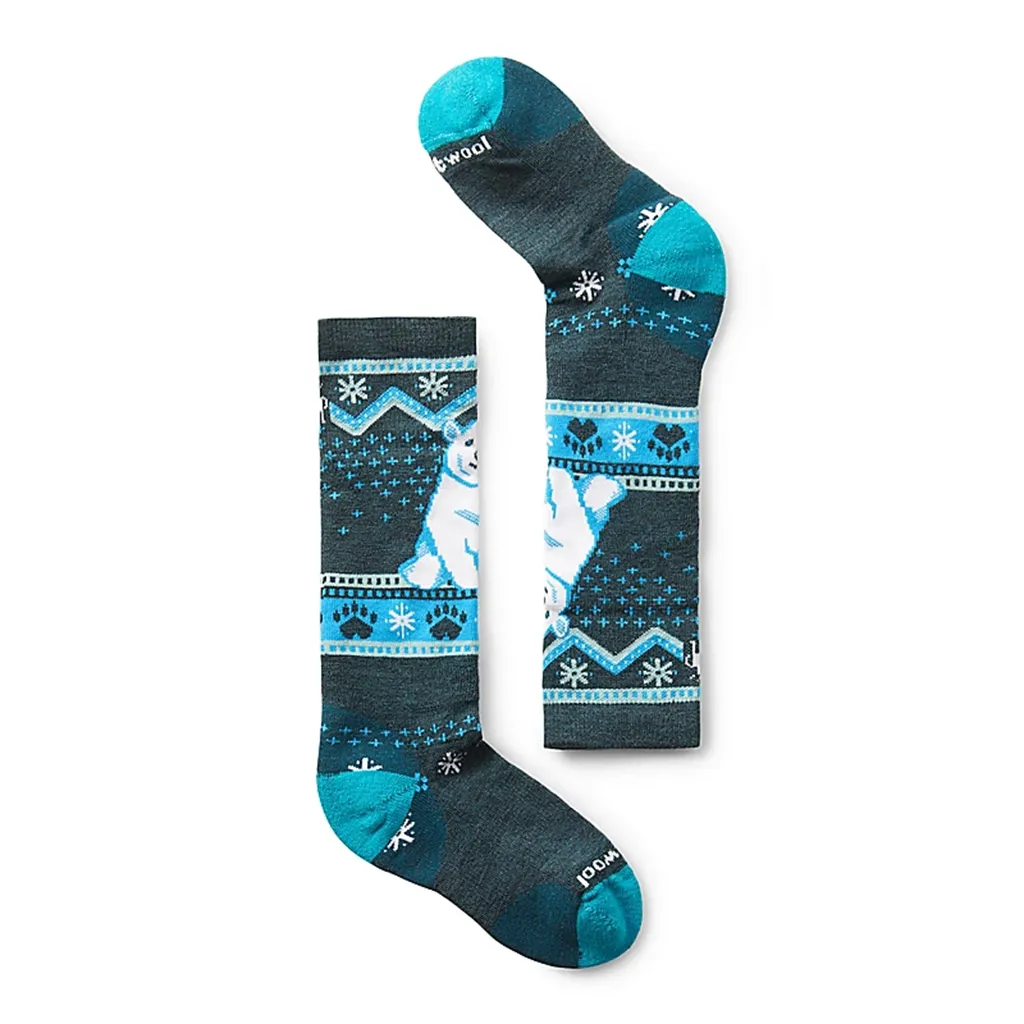 Smartwool Kids' Wintersport Full Cushion Polar Bear Pattern Over The Calf Socks - Full Cushion